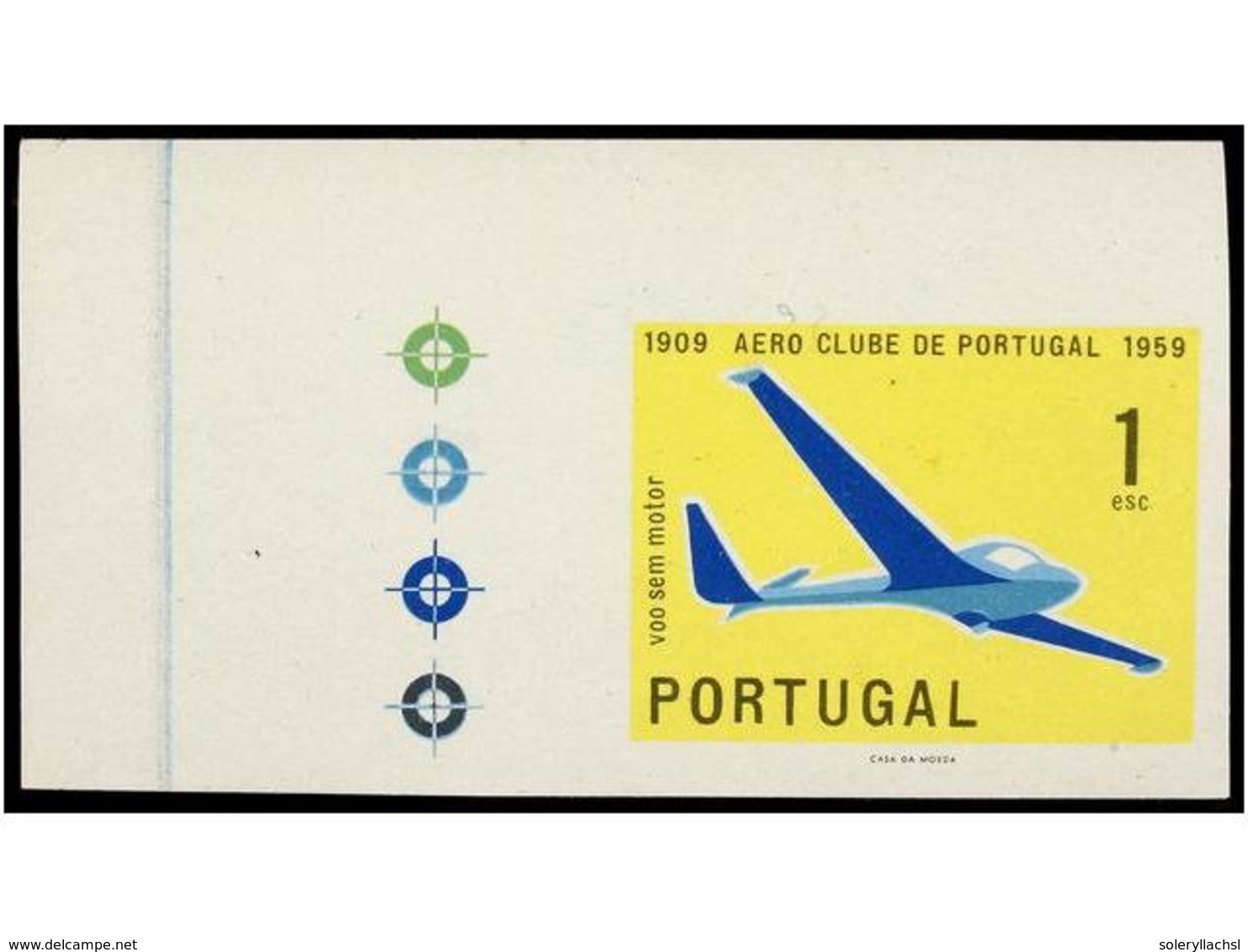 4773 PORTUGAL. Af.854. 1959. <B>1 Escudo SIN DENTAR Esquina De Pliego</B> Con Los Ajustes De Color En El Margen. Goma Al - Other & Unclassified