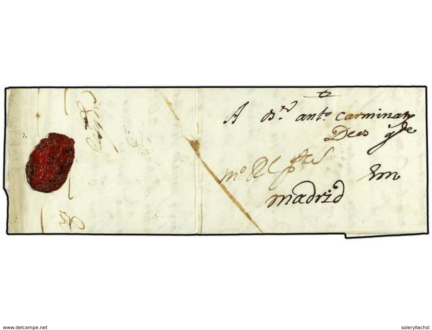 4784 PORTUGAL. 1677 (21 Dic.). LISBOA A MADRID. Carta Completa Tasada A La Llegada <B>mº RC Pta.</B> (medio Real De Plat - Other & Unclassified