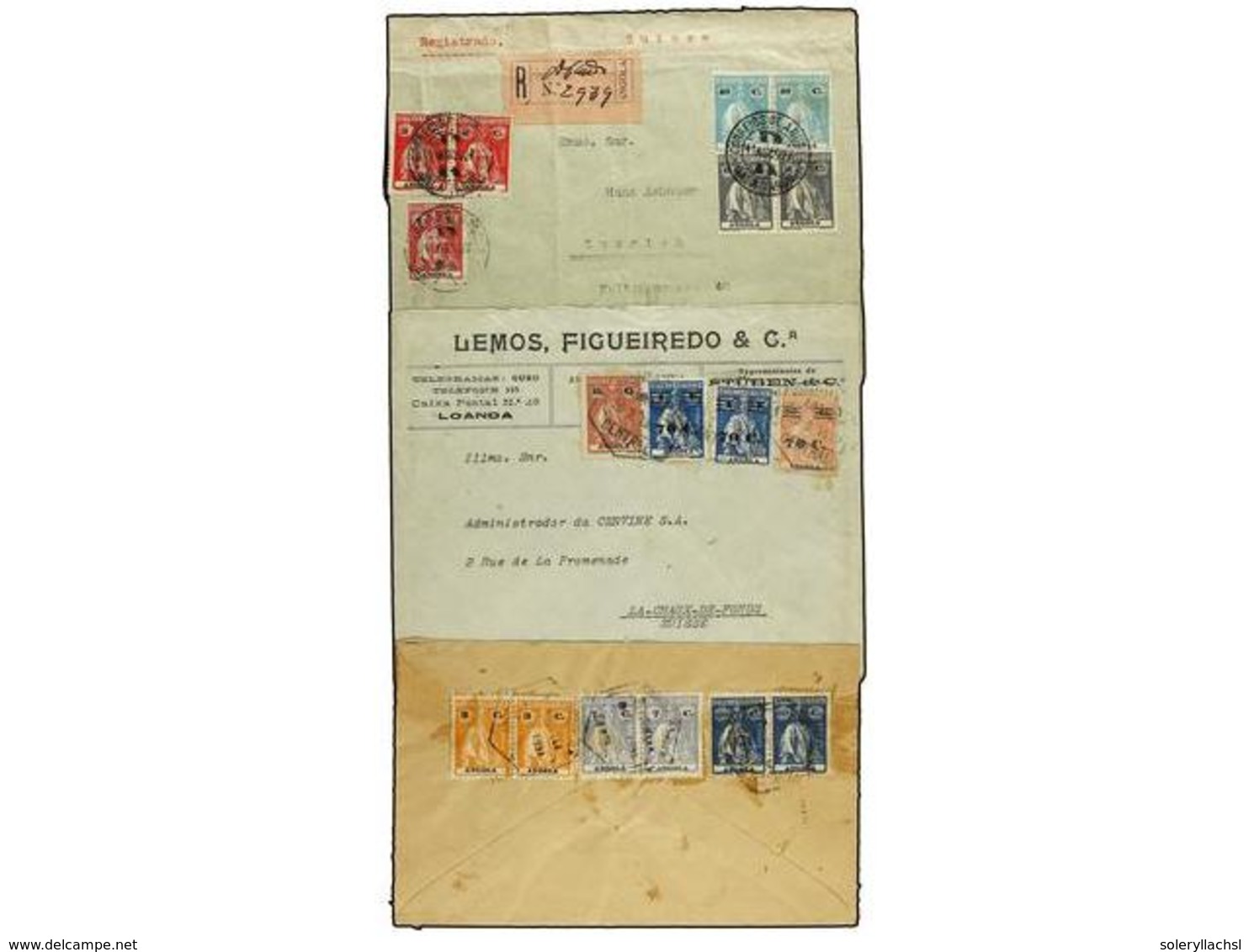 4920 ANGOLA. 1927-32. 3 Cartas Circuladas A SUIZA. Diversos Franqueos Con Sellos De CERES. - Sonstige & Ohne Zuordnung