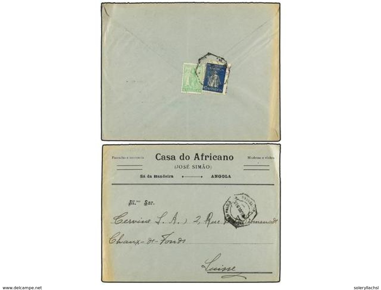 4922 ANGOLA. 1933. MOSSAMEDES A SUIZA. <B>80 Cts.</B> Verde Y Sello De <B>50 Cts. </B>azul De <B>ASSISTENCIA</B> De Uso  - Sonstige & Ohne Zuordnung