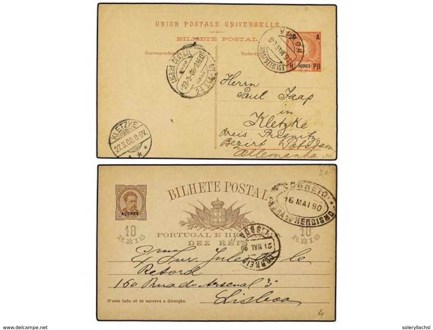 4937 PORTUGAL: AZORES. 1890-1908. Cuatro Enteros Postales De <B>10 Reis</B>, <B>20 Reis</B> (2) Y <B> 20 + 20 Reis</B> C - Sonstige & Ohne Zuordnung