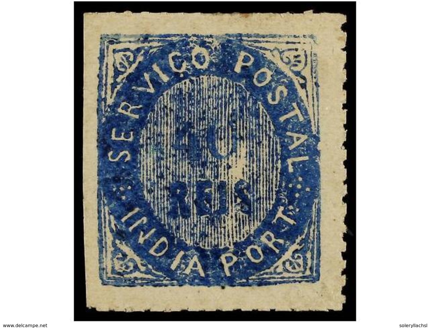 4956 (*) INDIA. Mu.10. 1871. <B>40 Reis</B> Azul. Muy Bonito Ejemplar. Mundifil.155?. - Other & Unclassified