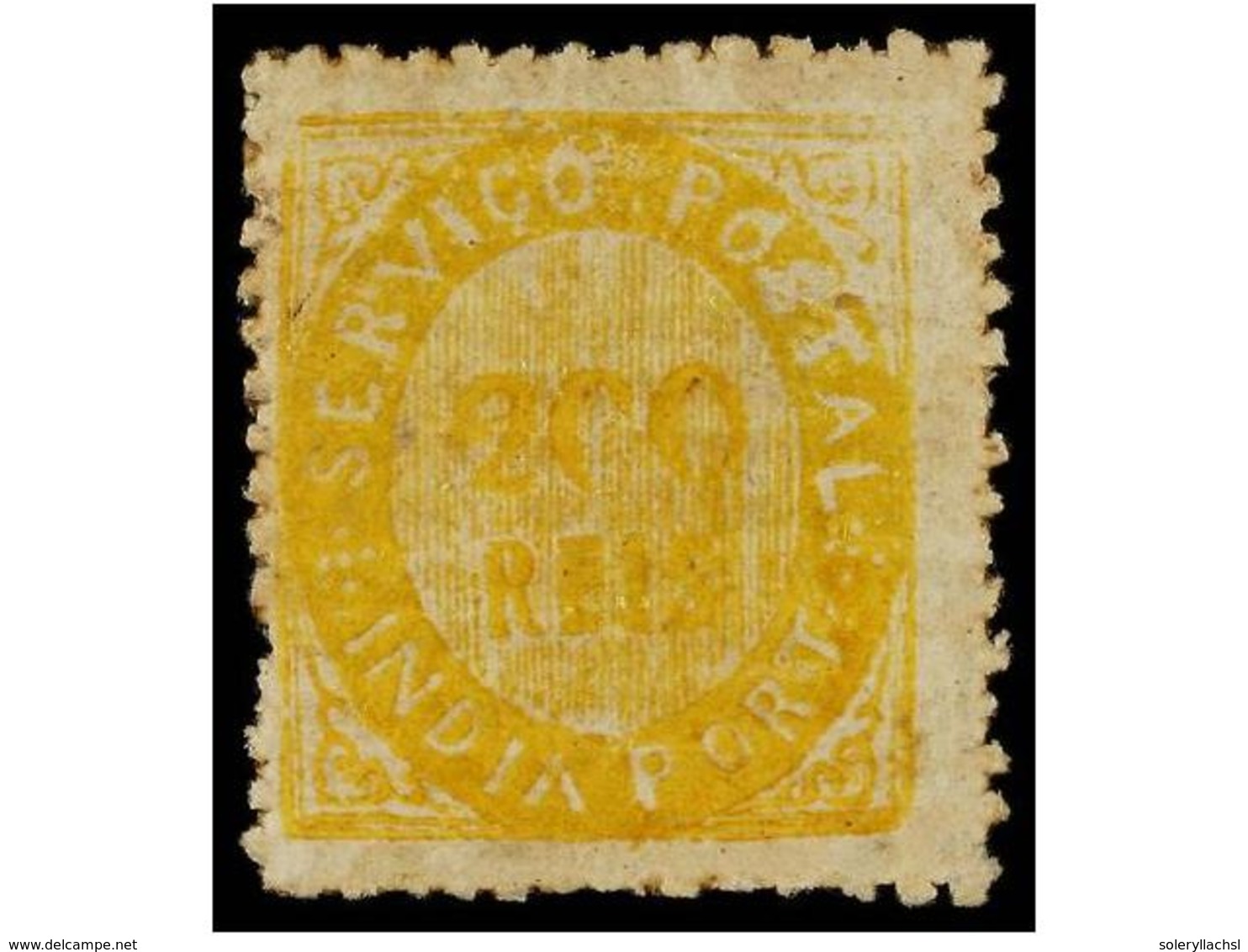 4957 * INDIA PORTUGUESA. Mu.12. 1871. <B>200 Reis</B> Amarillo, Tipo II, Papel Listado. MUY BONITO EJEMPLAR. Cert. M. Da - Other & Unclassified