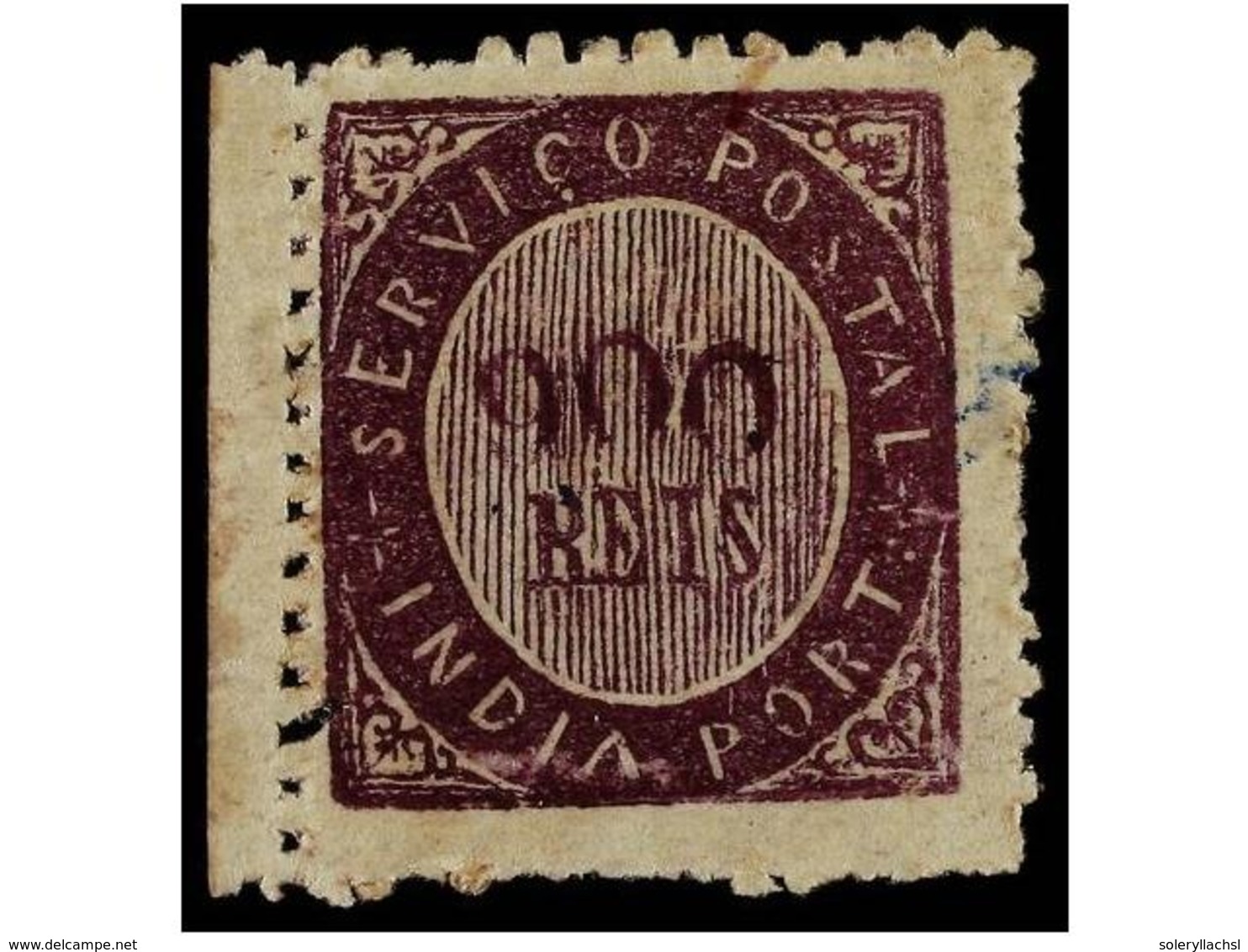 4960 * INDIA PORTUGUESA. Mu.20. 1873. <B>900 Reis</B> Violeta, Tipo IA, Papel Azulado Fino. Borde De Hoja, Insignificant - Sonstige & Ohne Zuordnung