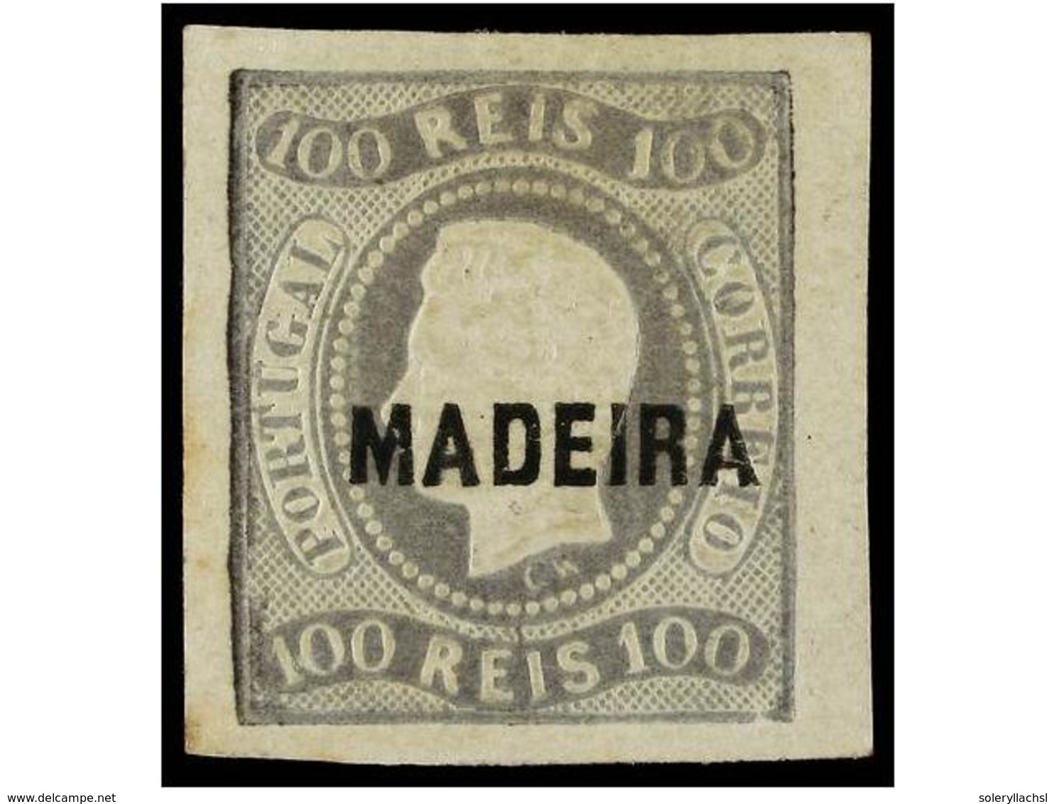 4984 * PORTUGAL: MADEIRA. Af.4. 1868. <B>100 Reis</B> Lila Gris. Magnífico Ejemplar, Goma Ligeramente Tonalizada. Cert.  - Other & Unclassified