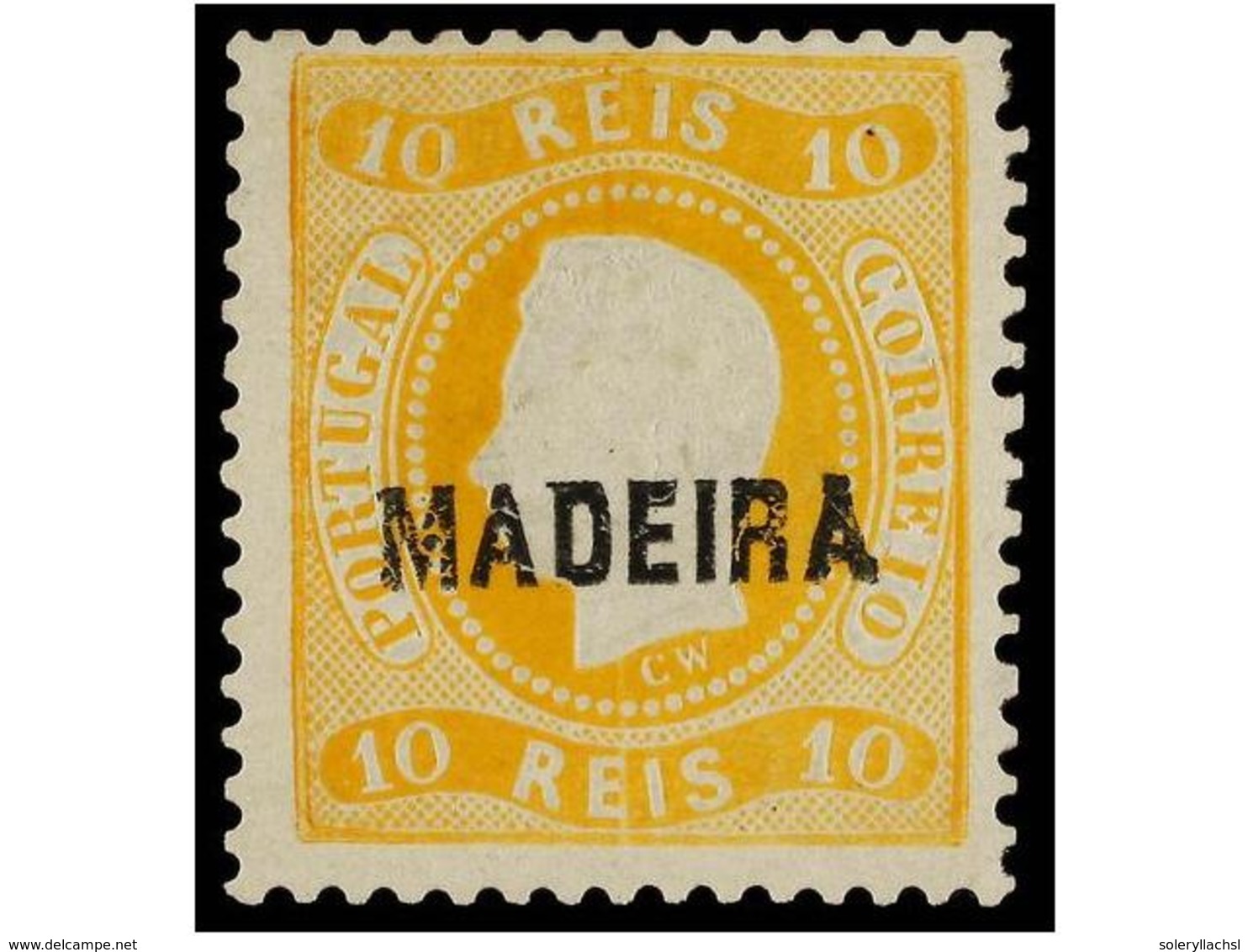 4985 (*) PORTUGAL: MADEIRA. Af.6. 1868. <B>10 Reis</B> Amarillo Sin Goma. Cert. A.C.D.P. Afinsa.151?. - Other & Unclassified