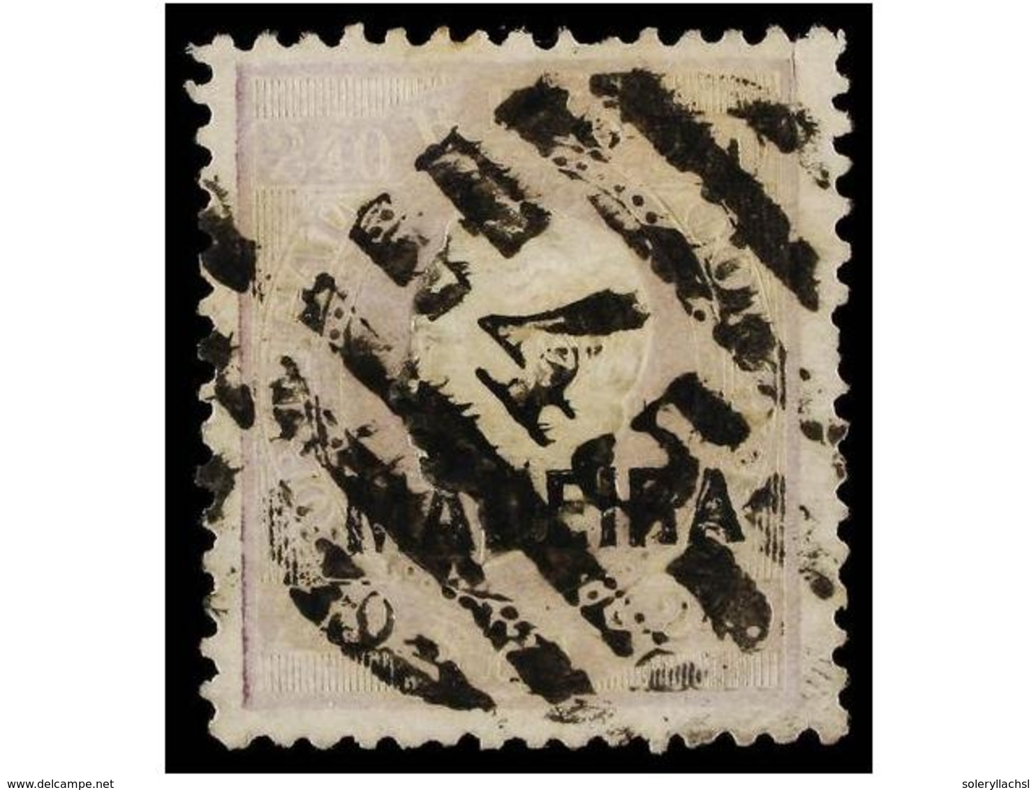 4994 ° PORTUGAL: MADEIRA. Af.24. 1871. <B>240 Reis</B> Lila. Dent. 12 1/2, Mat. Numeral <B>'45' </B>de FUNCHAL. MUY BONI - Other & Unclassified