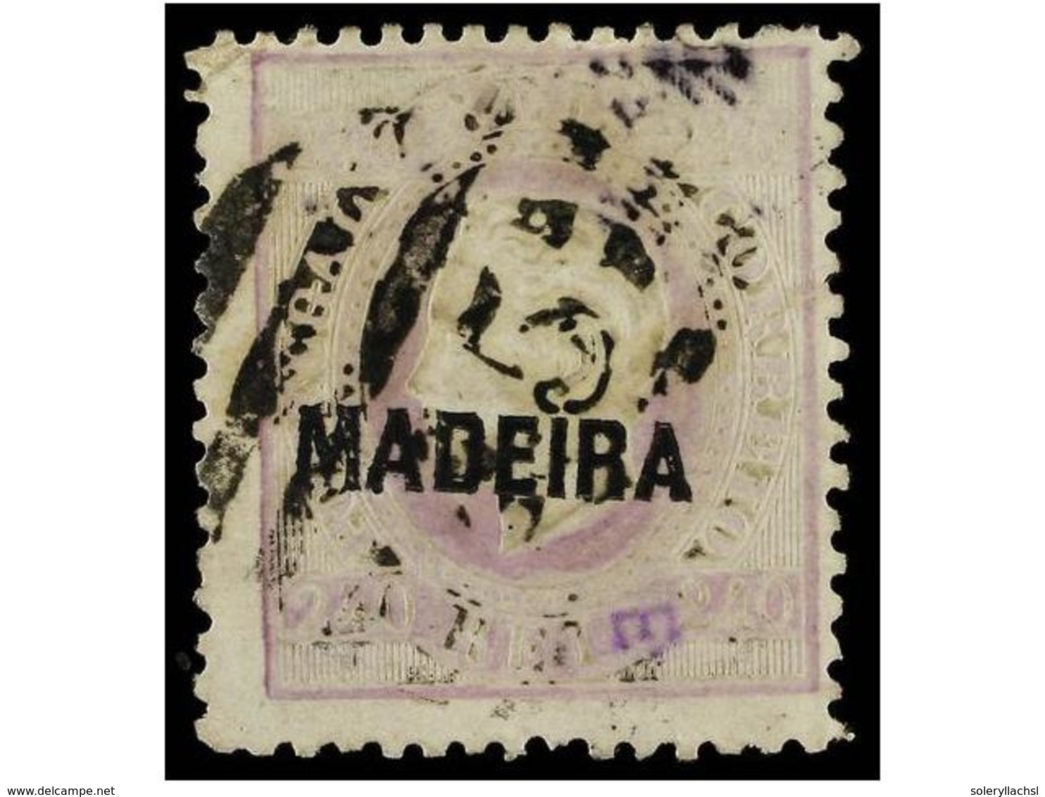 4995 ° PORTUGAL: MADEIRA. Af.24. 1871. <B>240 Reis</B> Violeta, Sobrecarga Tipo B. Muy Bonito Ejemplar, Ligera Mancha De - Other & Unclassified