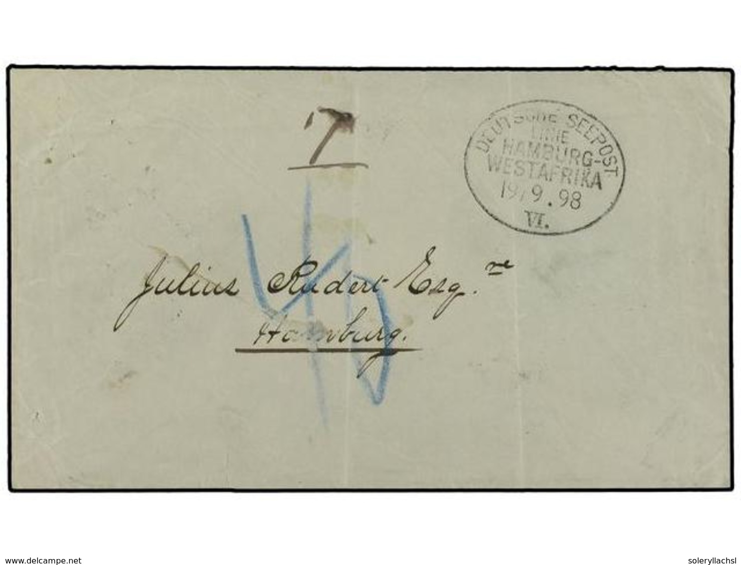 5012 PORTUGAL: MADEIRA. 1898 (Sept 19). Unpaid Cover From Madeira To Hamburg Struck With Superb Strike Of Oval Dated <B> - Other & Unclassified