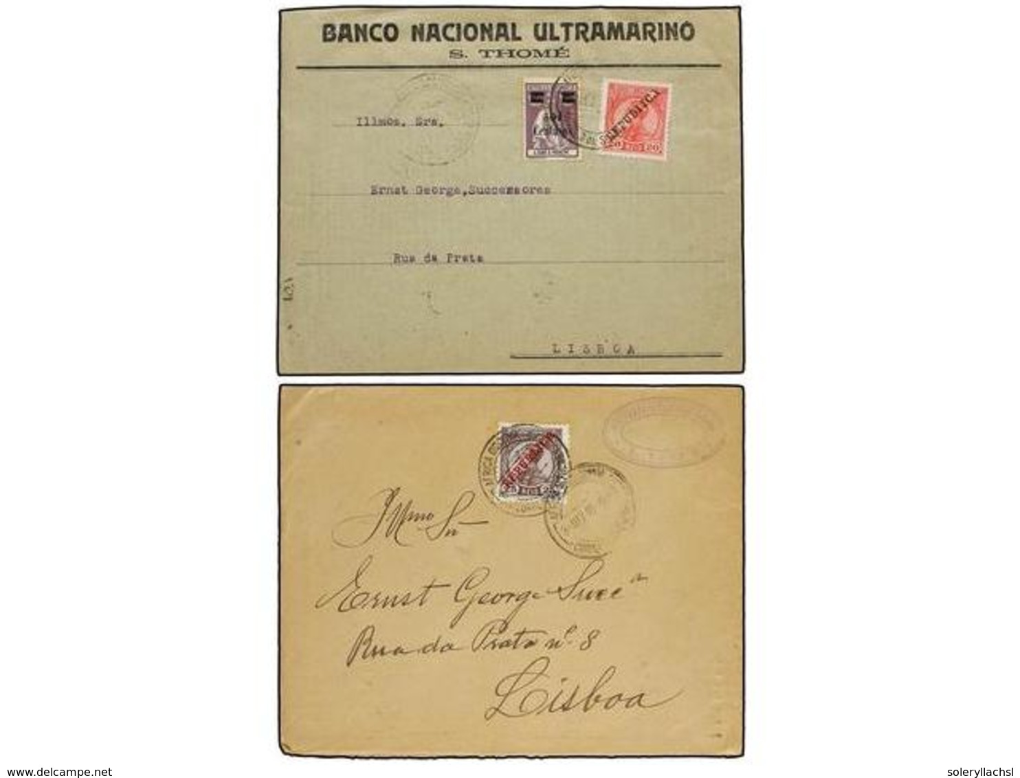 5042 PORTUGAL: ST THOMAS & PRINCE. 1915. Dos Cartas Con Franqueos De <B>20 Reis + 4 Ctvos</B> Y <B>25 Reis</B> Circulada - Sonstige & Ohne Zuordnung