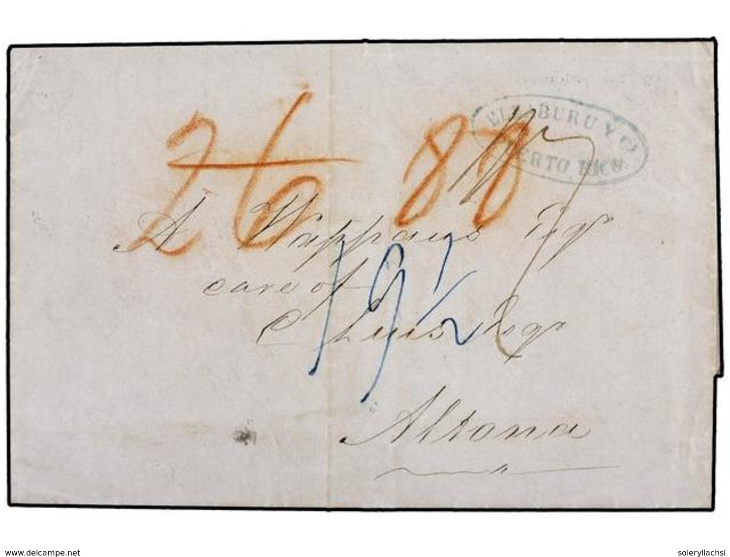 5052 PUERTO RICO. 1857. SAN JUAN A ALTONA (Dinamarca). Circulada Por El Correo Británico Vía Londres Y Hamburgo. Diversa - Autres & Non Classés