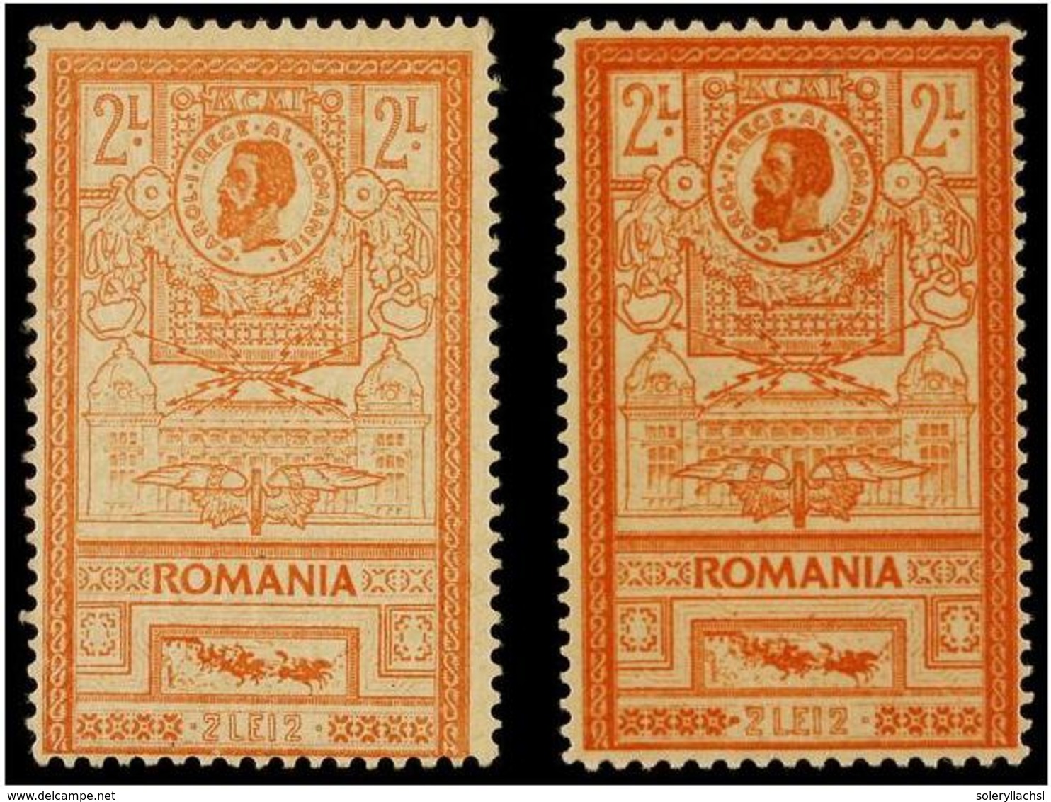 5147 * RUMANIA. Mi.159 (2). 1903. <B>2 L.</B> Orange And <B>2 L.</B> Dark Orange. Original Gum. Michel.340?. - Sonstige & Ohne Zuordnung