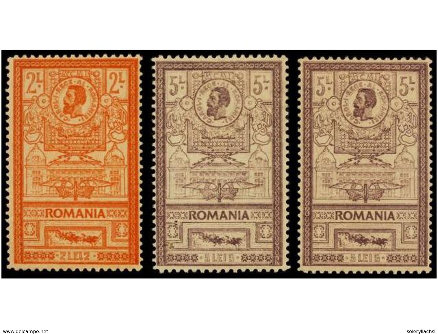 5148 * RUMANIA. Mi.159, 160a, 160b. 1903. <B>2 L.</B> Orange, <B>5 L.</B> Lilac And <B>5 L.</B> Red Violet. Original Gum - Other & Unclassified