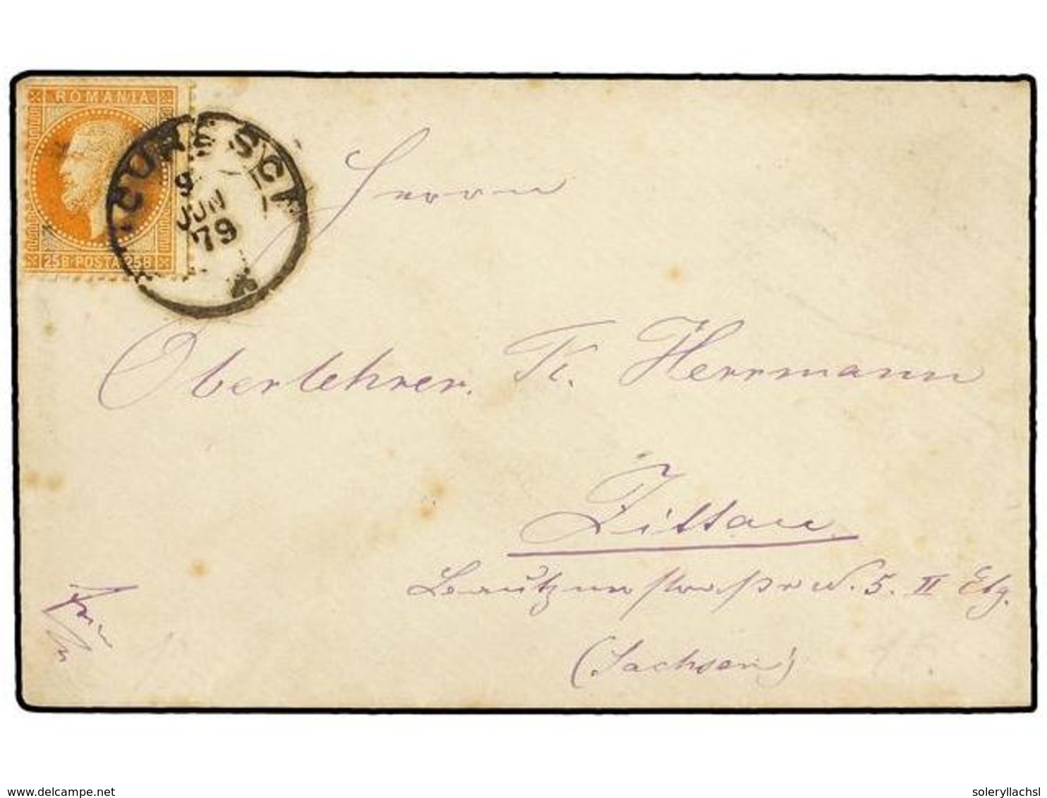 5174 RUMANIA. Mi.41. 1879. BUCAREST To ZILSAU (Sachsen, Germany). <B>25 Bani</B> Orange. - Other & Unclassified