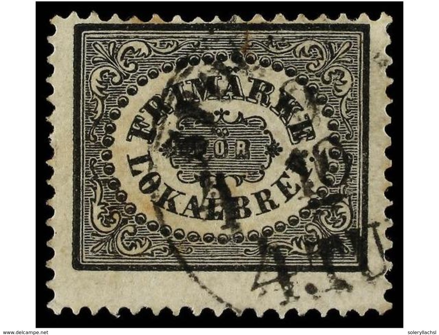 5275 ° SUECIA. Fe.6. 1856. <B>1 Ski.</B> Black, Fine Used (age Stains On Back). - Other & Unclassified