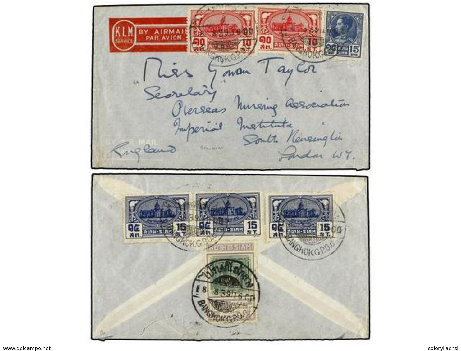 5416 TAILANDIA. 1939. BANGKOK To LONDON. Air Mail Cover Franked With <B>10 St.</B> (2), <B>15 St.</B> (3) And <B>1 T.</B - Other & Unclassified