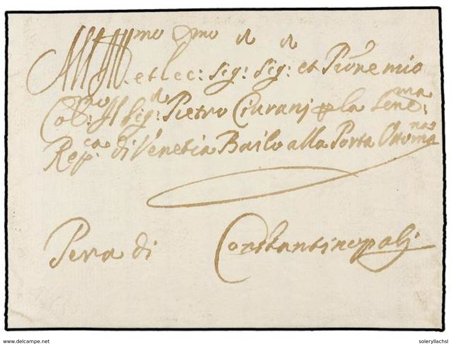5427 TURQUIA. 1680 (June 30). SMYRNE To CONSTANTINOPOLI. Entire Letter From The Consul Of The Republic Of Venetia To The - Sonstige & Ohne Zuordnung