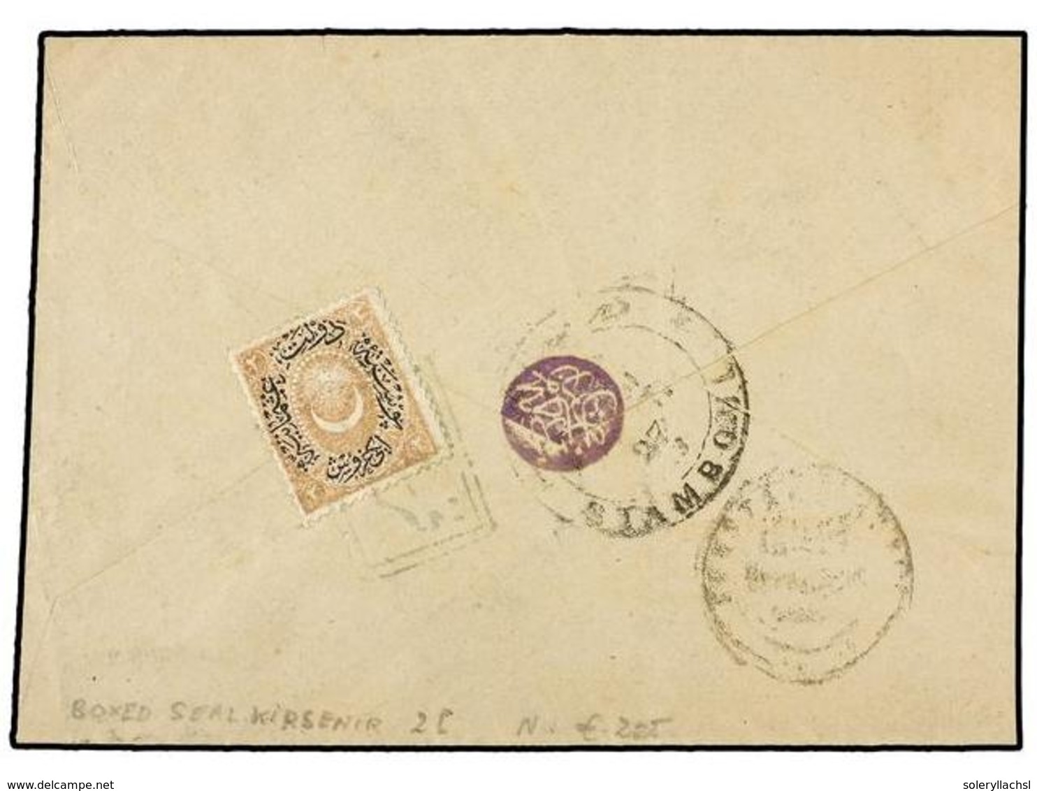 5436 TURQUIA. 1880. Cover Bearing On Reverse <B>2 Piastres</B> Duloz Stamp Tied By All Arabic Double-box <B>KIRSEHIR</B> - Other & Unclassified