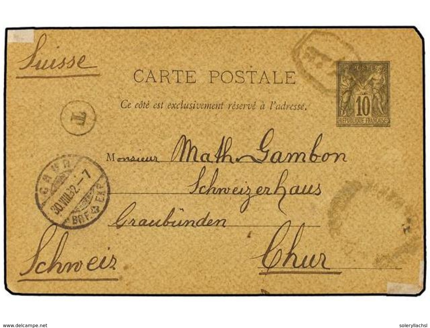 5444 TURQUIA. 1892. French Postal Stationery Card Used In Istanbul And Accepted By Ottoman Post To SWITZERLAND Showing V - Other & Unclassified