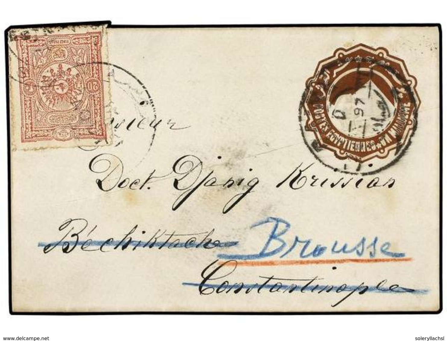 5449 TURQUIA. 1897. Egyptian Postal Stationary Envelope Sent From CAIRO To CONSTANTINOPLE Then Redirected By 1892 Issue  - Other & Unclassified