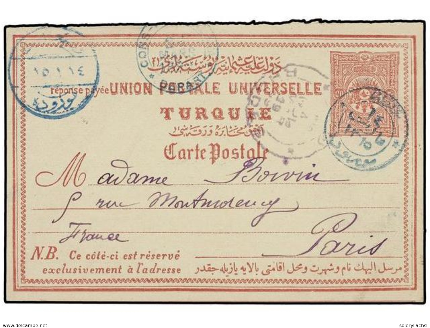 5453 TURQUIA. 1899. GREECE. Postal Stationery Card Sent From RHODES To PARIS Showing Bilingual <B>RHODES</B> Cancellatio - Sonstige & Ohne Zuordnung
