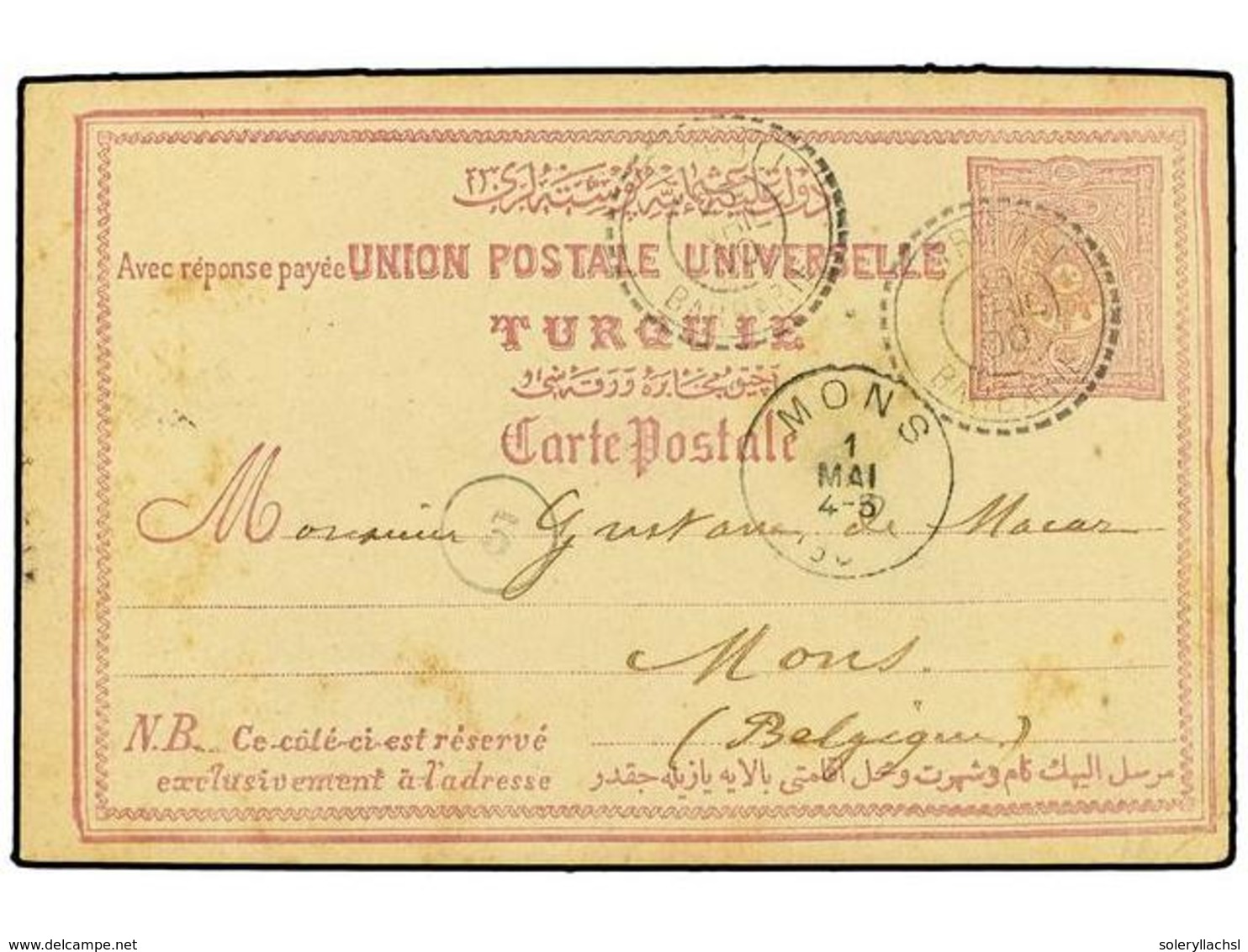 5454 TURQUIA. 1900 LIBIA. Ottoman Postal Stationery Card Answer Part Used By Tripoli French Post Office To BELGIUM Showi - Other & Unclassified