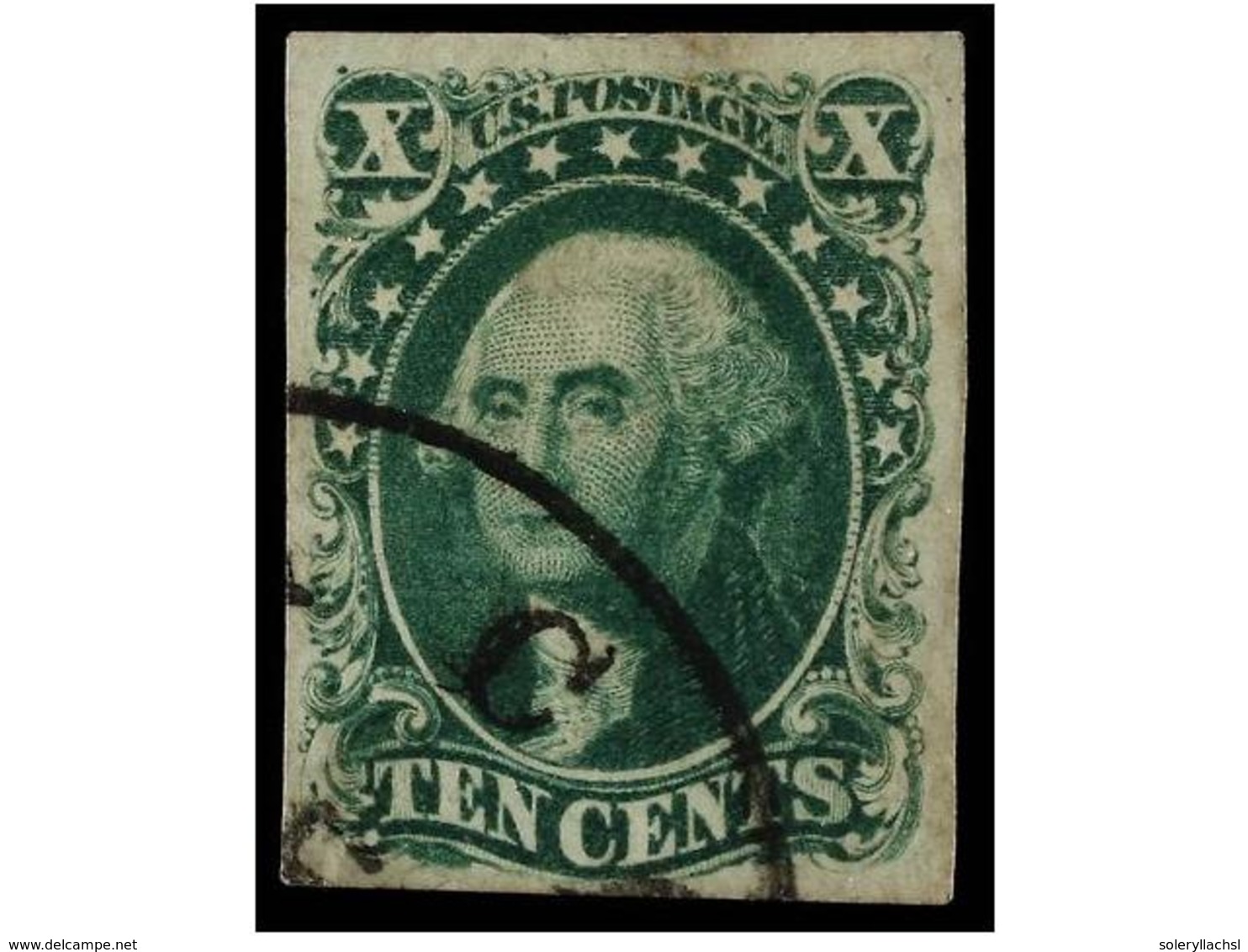 5466 ° ESTADOS UNIDOS. Sc.14. 1855. <B>10 Cents.</B> Green, Type II, Large Margins. VERY FINE. - Sonstige & Ohne Zuordnung