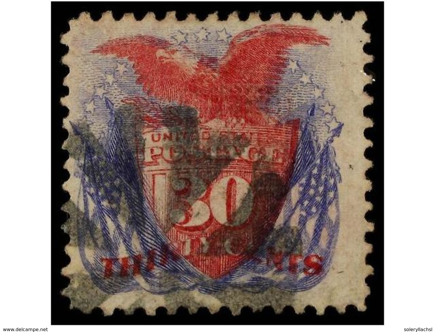 5469 ° ESTADOS UNIDOS. Sc.121. 1869. <B>30 Cents.</B> Ultramarine And Carmine. FINE. Scott.525$. - Other & Unclassified