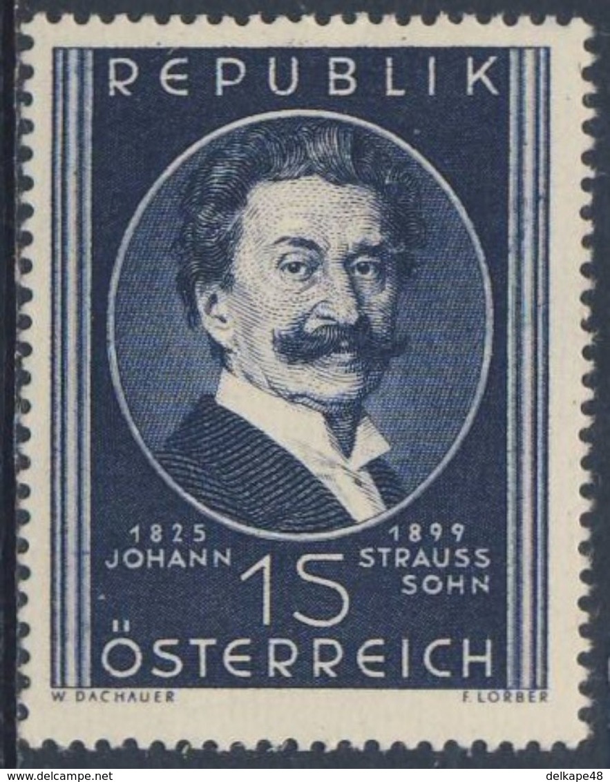 Austria Österreich 1949 Mi 934 YT 769 * MH - Johann Strauss (Younger/ Sohn) (1825-1899) Composer / Komponist - Muziek