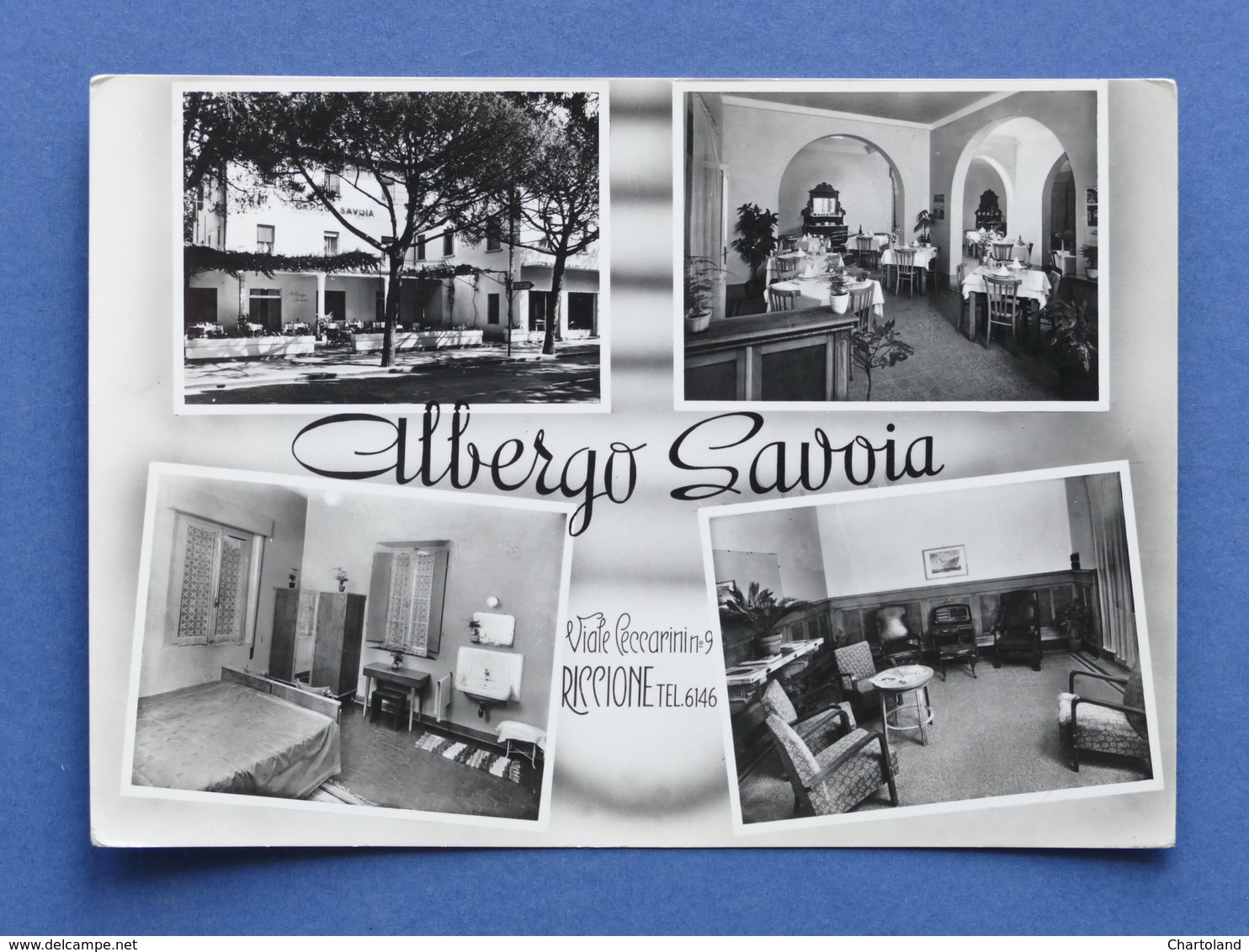 Cartolina Riccione - Viale Ceccarini - Albergo Savoia - 1956 - Rimini