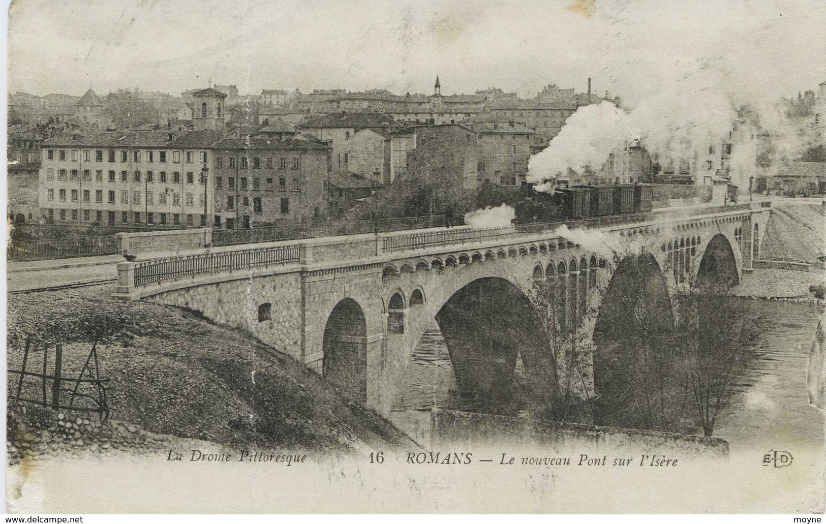 6251 - Drome  -  ROMANS  :  Le Nouveau Pont Sur L'Isére Et Le Train    1914 - Romans Sur Isere