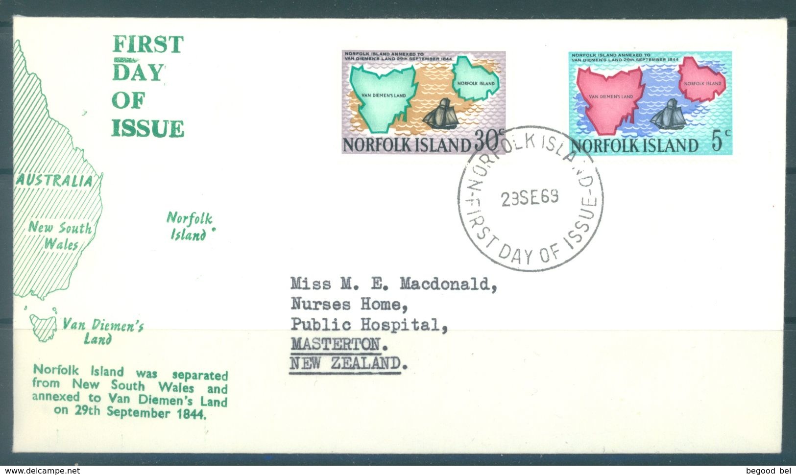 NORFOLK ISLAND - FDC - 23.9.1969  - Yv 102-103 ASC 103-104  - Lot 17479 - Ile Norfolk