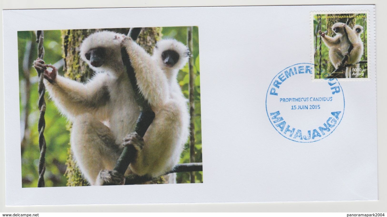 Madagascar Madagaskar 2014 / 2015 FDC 1er Jour Mi. 2685 Faune Fauna Lemur Lémurien Propithecus Candidus - Sonstige & Ohne Zuordnung