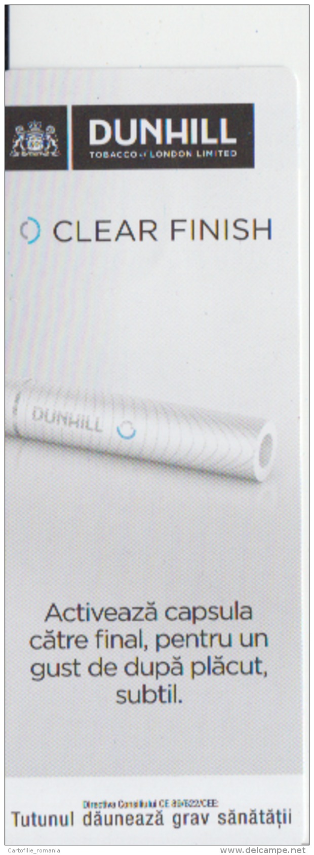 Romania - Cigarettes Ticket - Label - Dunhill Tobacco London - Tickets D'entrée