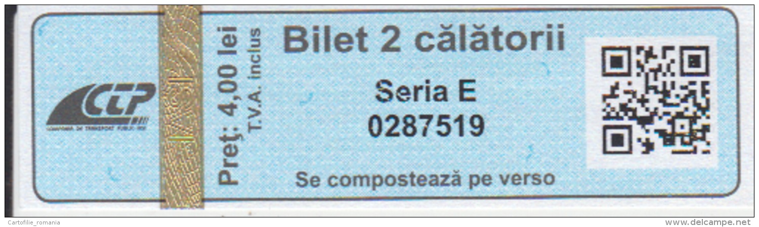 Romania - Iasi - Bus Ticket &amp; Tramway Ticket, Tram Ticket - 2 Trips Ticket - Used, Stamp - Serial Number - Europe