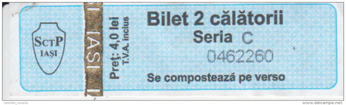 Romania - Iasi - Bus Ticket &amp; Tramway Ticket, Tram Ticket - 2 Trips Ticket - Used, Stamp - Serial Number - Europa