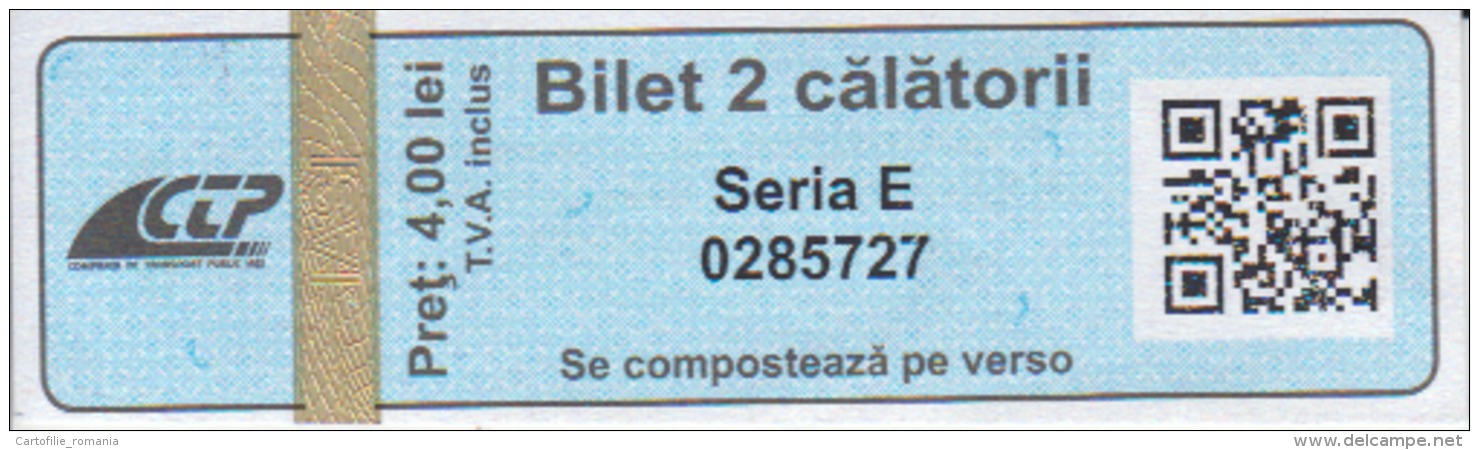 Romania - Iasi - Bus Ticket &amp; Tramway Ticket, Tram Ticket - 2 Trips Ticket - Used, Stamp - Serial Number - Europa