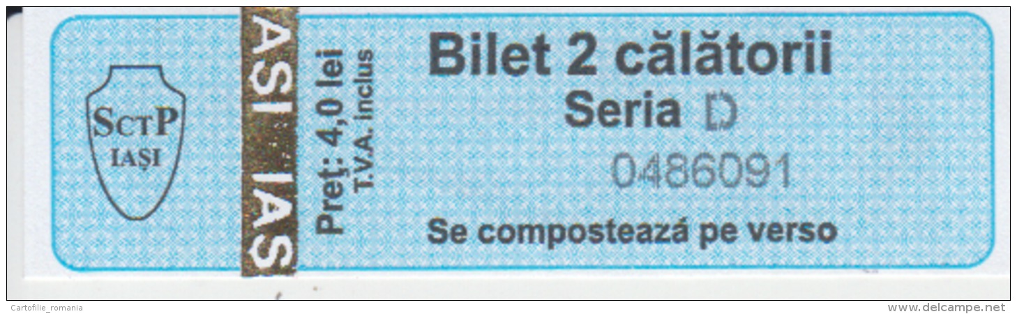 Romania - Iasi - Bus Ticket &amp; Tramway Ticket, Tram Ticket - 2 Trips Ticket - Used, Stamp - Serial Number - Europa