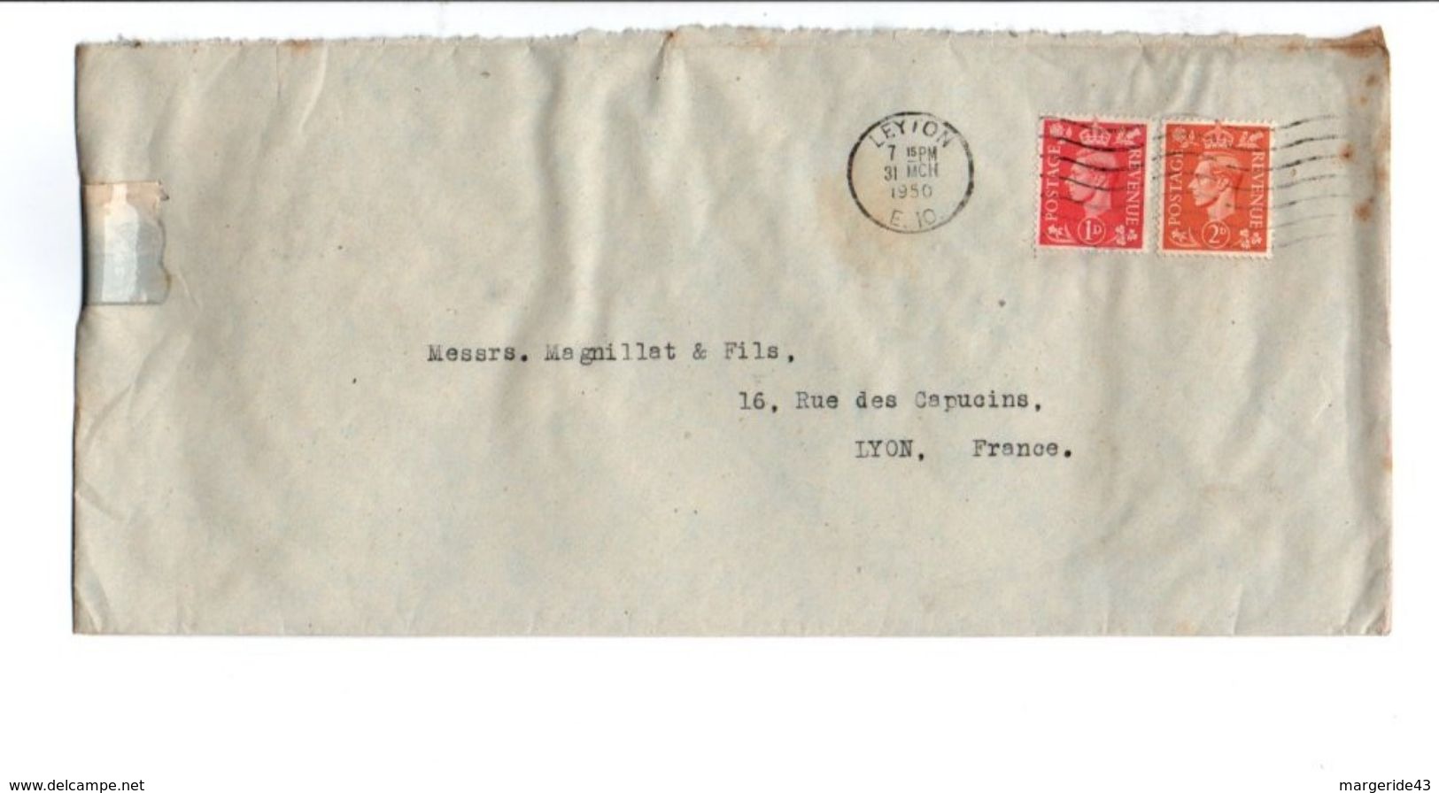 GB AFFRANCHISSEMENT COMPOSE SUR LETTRE PÖUR LA FRANCE 1950 - Ohne Zuordnung