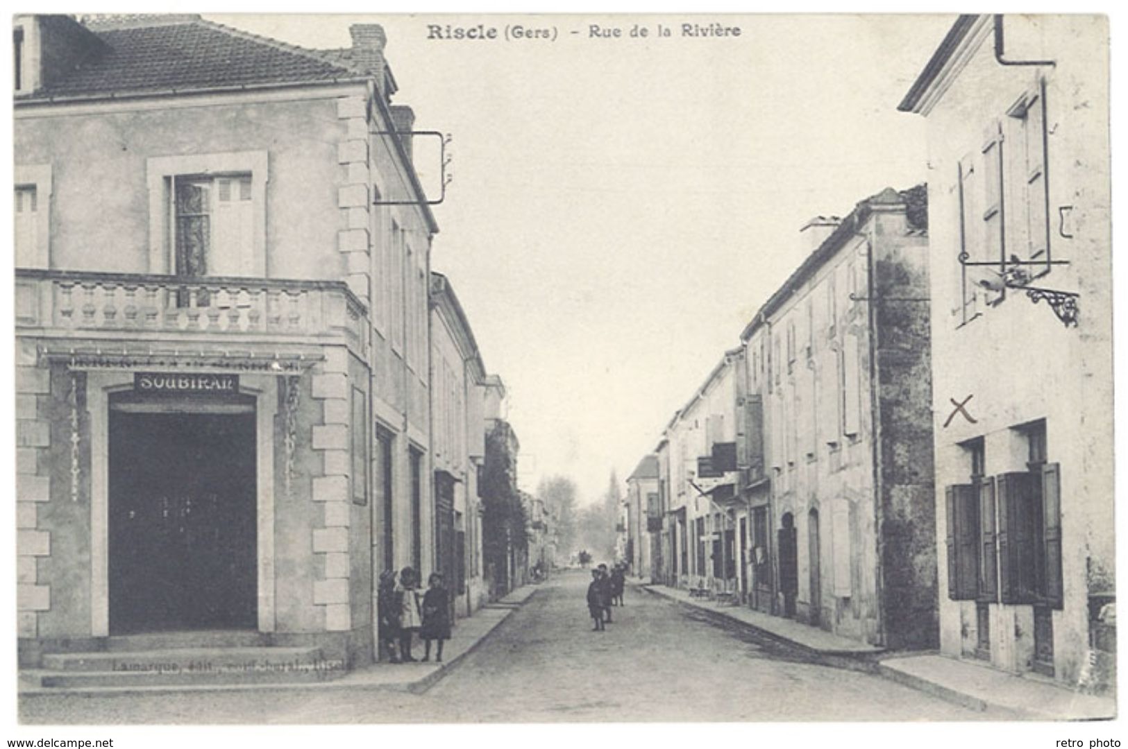 Cpa Riscle - Rue De La Rivière - Riscle