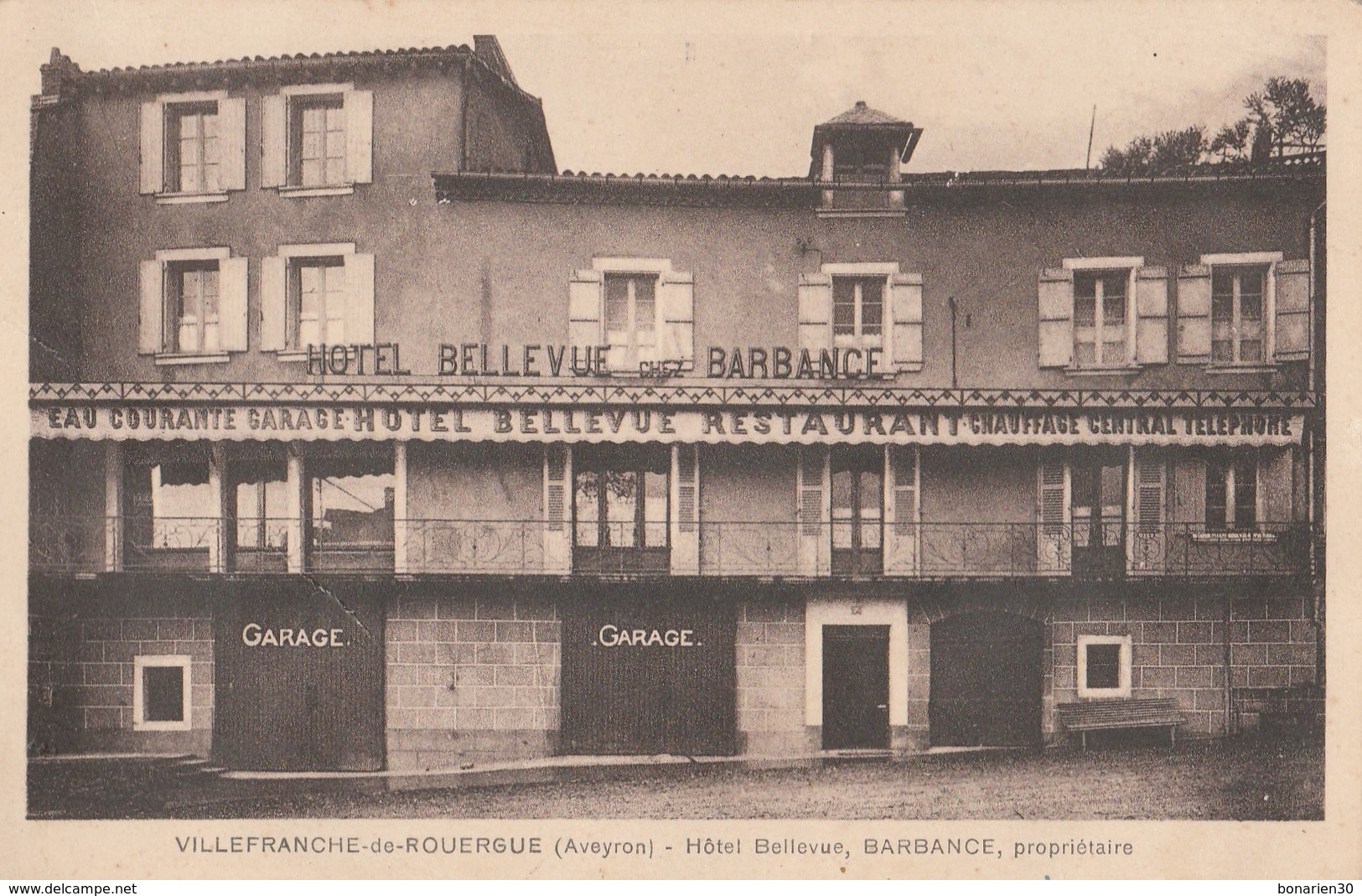 CPA 12 VILLEFRANCHE DE ROUERGUE HOTEL BELLEVUE BARBANCE - Villefranche De Rouergue