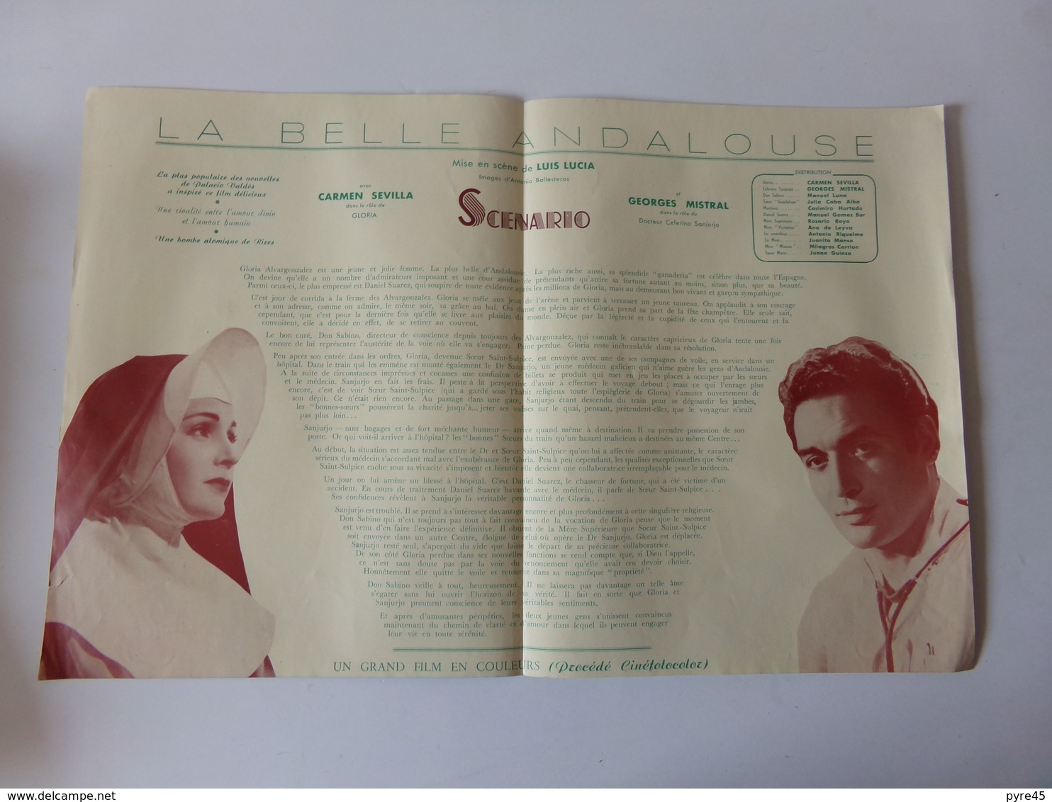 Publicitaire Cinéma " La Belle Andalouse " Avec Georges Mistral Et Carmen Sévilla ( Déchirure ) - Cinema Advertisement