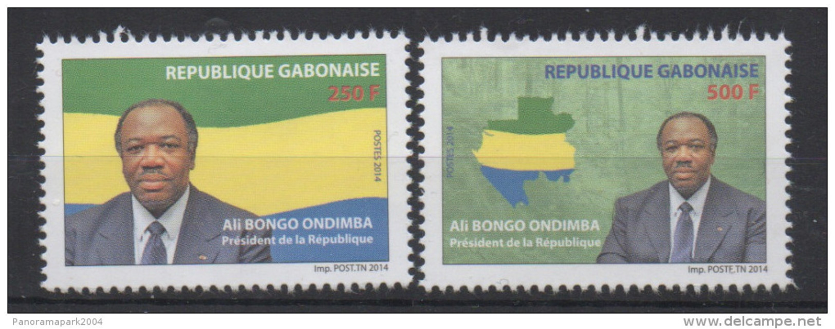 Gabon Gabun 2014 Mi. 1716/1717 Stamps Set Ali Bongo Ondimba Pair Paire Paar Président De La République MNH** - Gabón (1960-...)