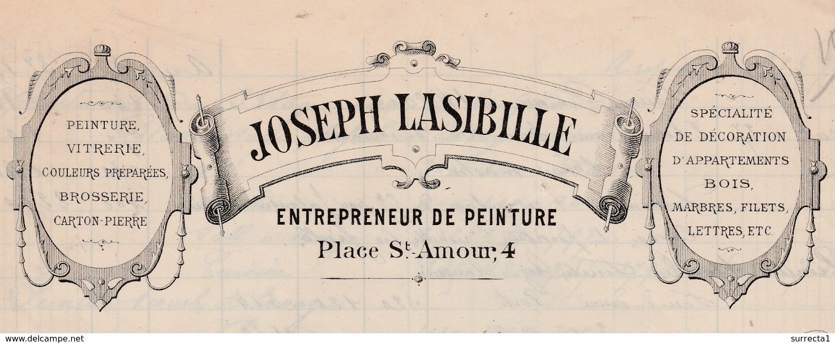 Facture 1898 / Joseph LASIBILLE / Peinture Décoration / 4 Place St Amour / 25 Besançon Doubs - Autres & Non Classés