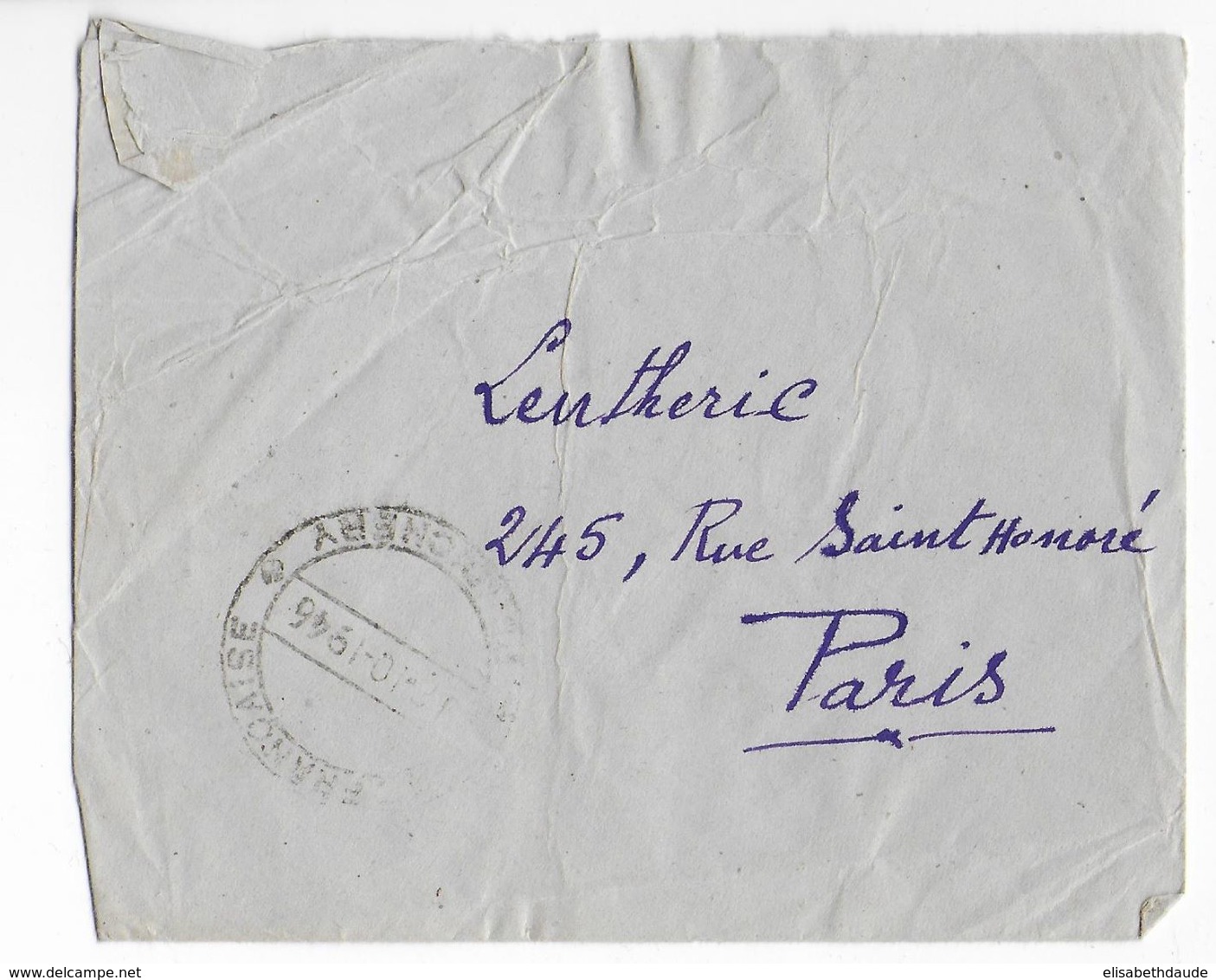 1946 - INDE FRANCAISE - ENVELOPPE De PONDICHERY => PARIS - Briefe U. Dokumente