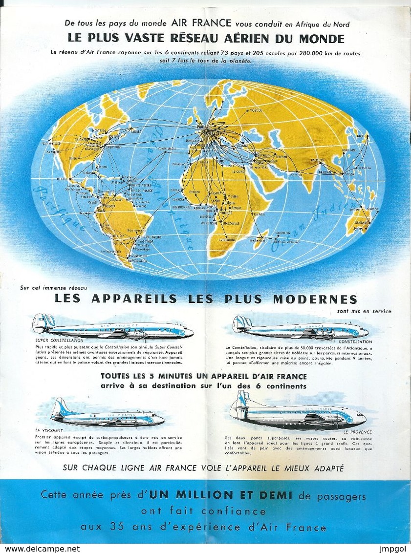 Dépliant Touristique AIR FRANCE 1954 Afrique Du Nord Illustration Luc Marie Bayle Algérie Tunisie Maroc - Dépliants Turistici