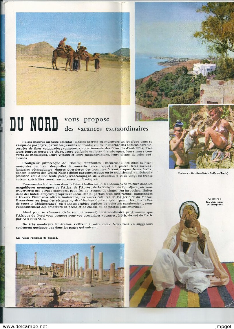 Dépliant Touristique AIR FRANCE 1954 Afrique Du Nord Illustration Luc Marie Bayle Algérie Tunisie Maroc - Tourism Brochures