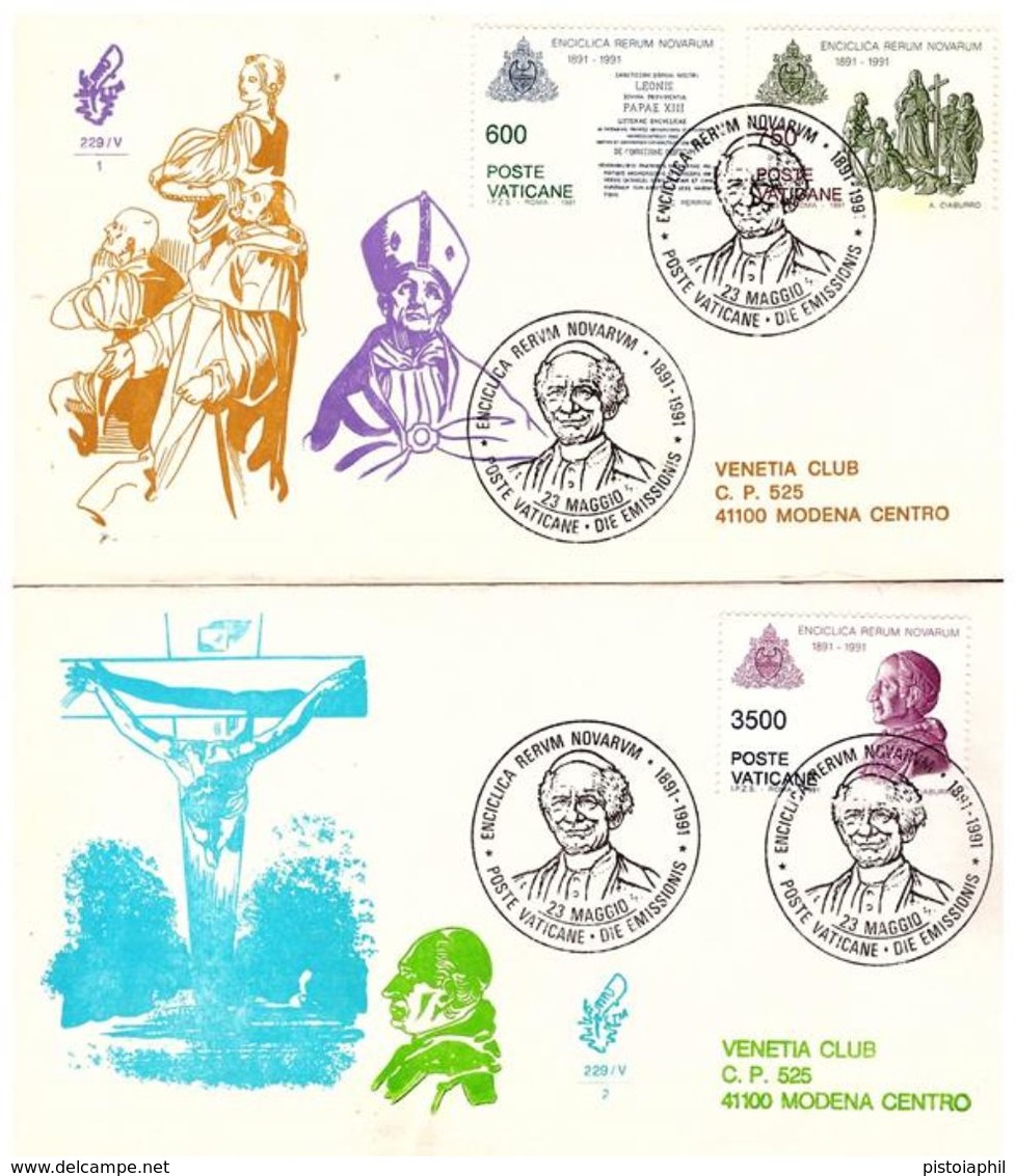 2 Fdc Venetia. :100° ENCICLICA RERUM NOVARUM (1991) ; Viaggiate - FDC