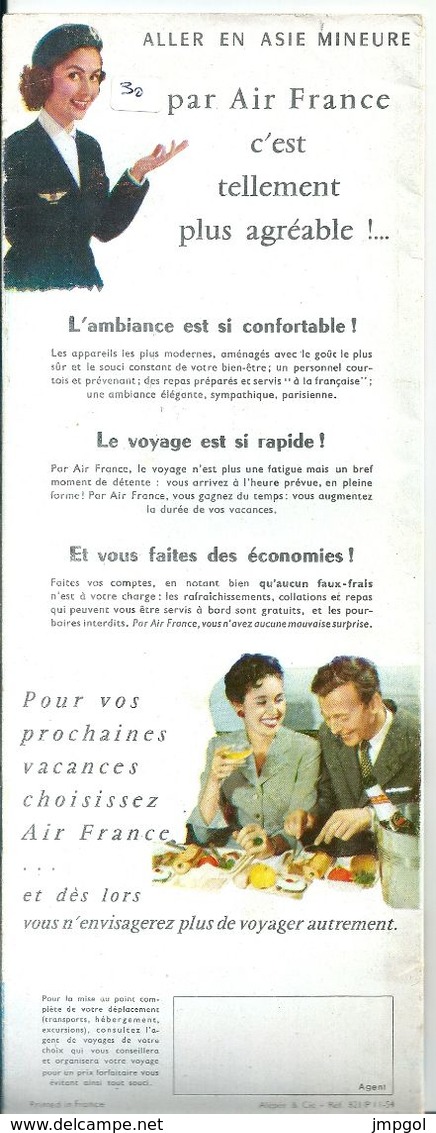 Dépliant Touristique AIR FRANCE 1954 Orient Méditerranéen Illustration Luc Marie Bayle Beyrouth Bagdad Téhéran Damas - Dépliants Touristiques