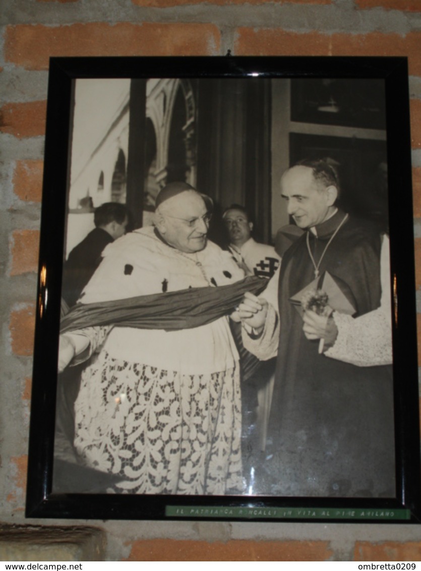 Padriarca RONCALLI E Cardinal MONTINI Visita Al PIME Di MILANO (PAPA GIOVANNI XXIII E PAOLO VI - Fotografia Da Quadretto - Religione & Esoterismo